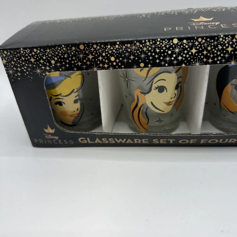 Disney Princess Shot Glassware Set of‎ 4 Glasses Cinderella Belle Ariel Jasmine